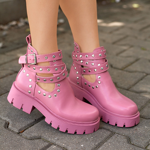 Pink women's boots with rhinestones Socogi - Footwear