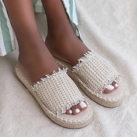 Beige women's flat flip-flops Sonish - Footwear