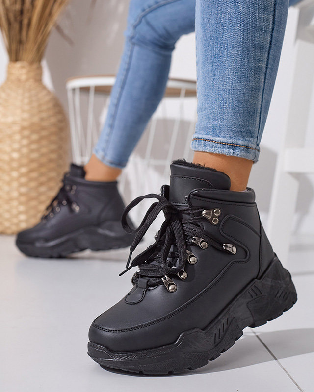 Black eco leather snow boots Rueq- Footwear