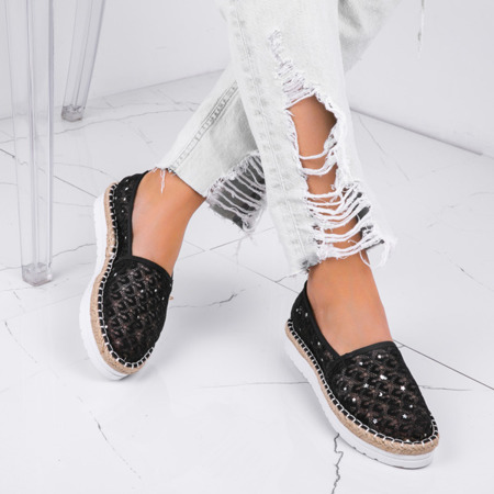 Black espadrilles with lace trim Ariel - Footwear 1