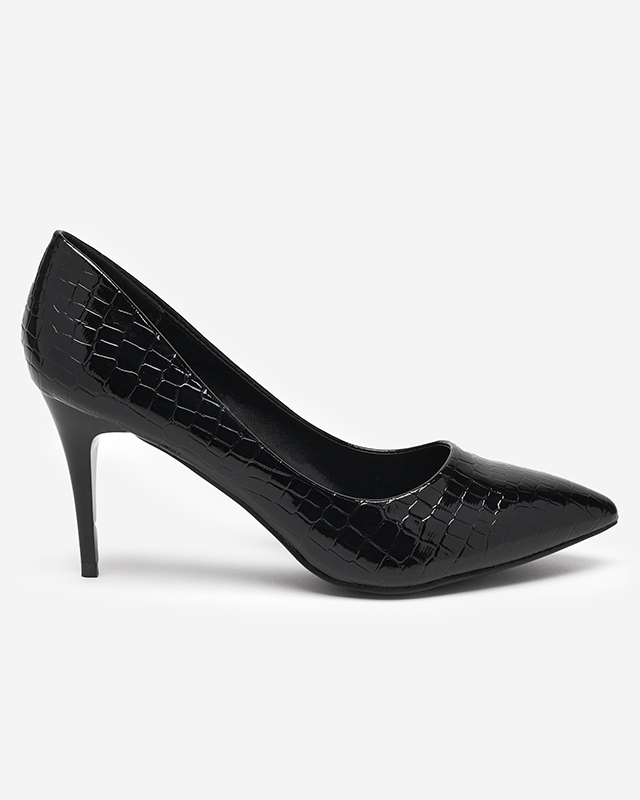 Black lacquered women's shoes with embossing Jeanori - Footwear