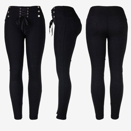 Black women&#39;s tied trousers with ties - Trousers 1