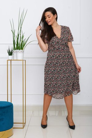 Black women's dress with flowers PLUS SIZE - Clothing