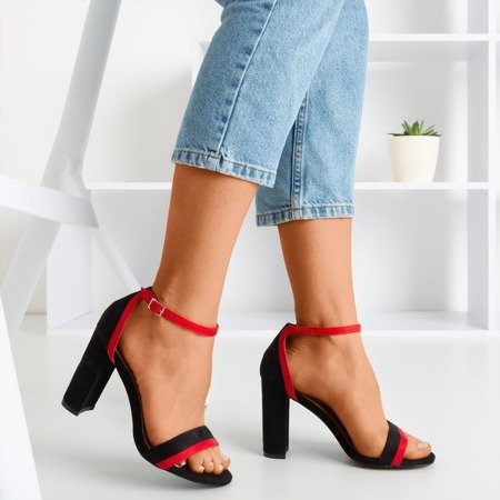 Black women's sandals on a higher post by Johanea - Footwear