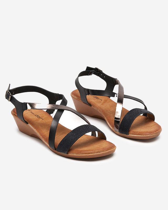 Black women's sandals on a low wedge heel Loppe - Shoes