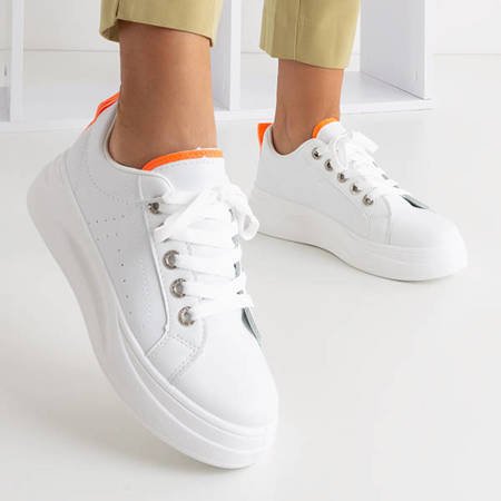 Cathleen White and Orange Women's Sneakers - Footwear