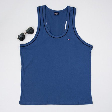 Cotton blue men's sleeveless T-shirt - Clothing