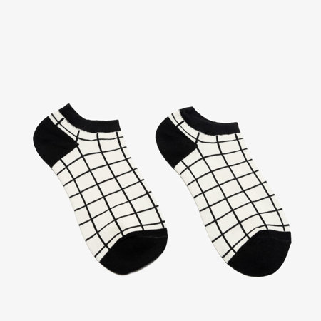 Cream and black checkered women's ankle socks - Underwear
