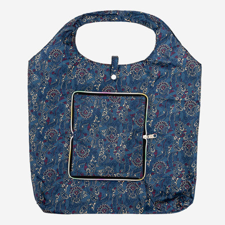 Dark blue patterned shopping bag, foldable into a wallet - Accessories