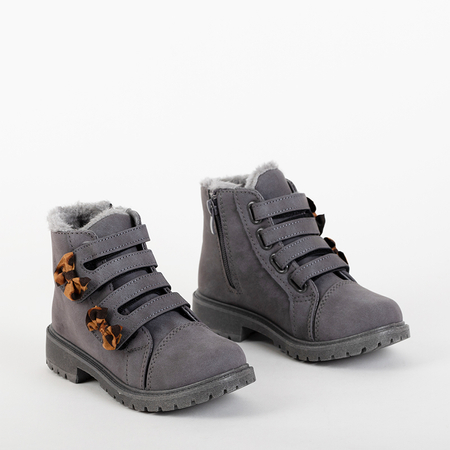 Dark gray girls 'boots with Velcro Laxii - Footwear
