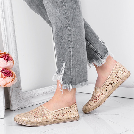 Golden espadrilles with Milossa lace embroidery - Footwear 1