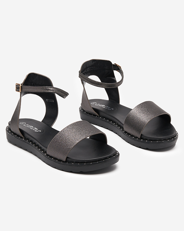 Graphite women's eco-leather sandals with glitter Delika - Footwear