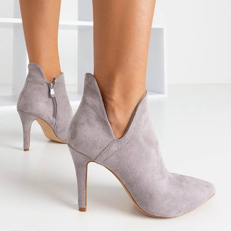 Gray women's boots on a high heel Annalisa - Footwear