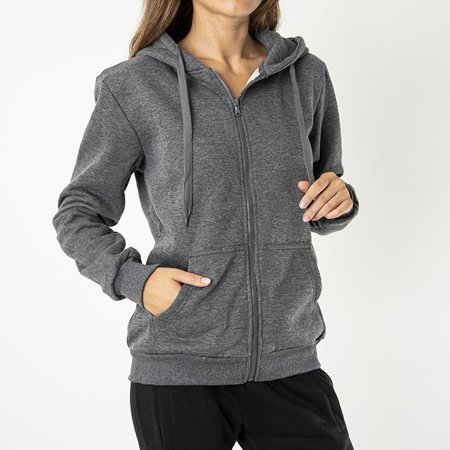 Gray women's hooded sweatshirt - Clothing
