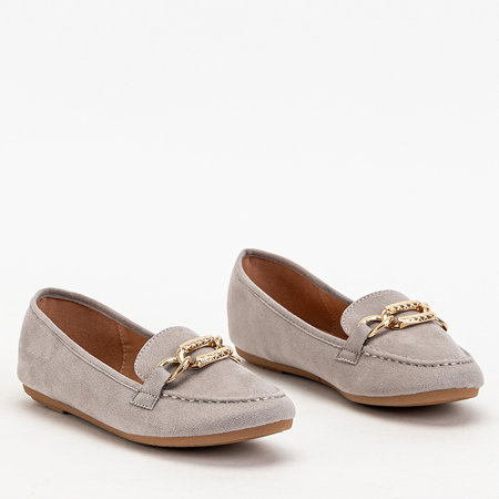 Gray women's moccasins with a golden ornament Kodreno - Shoes