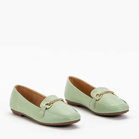 Green women's moccasins with Riltia decoration - Footwear