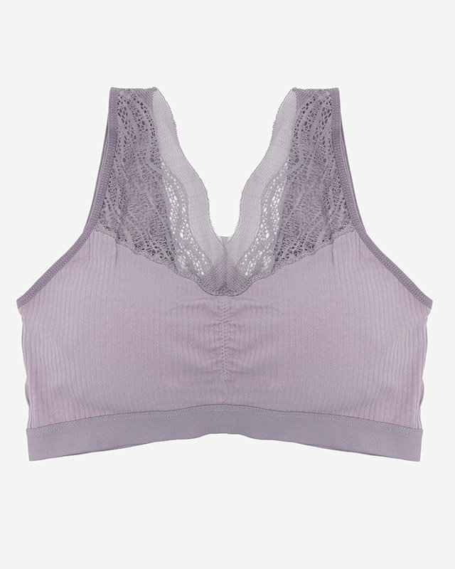 Ladies' purple sports bra with lace - Underwear
