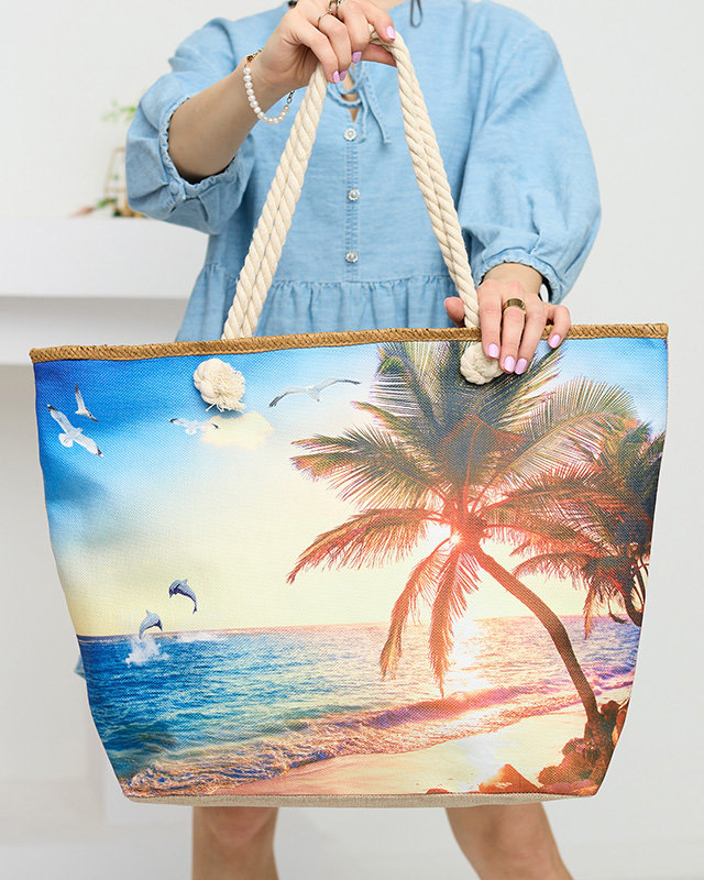 Large beach handbag with a holiday motif - Accessories