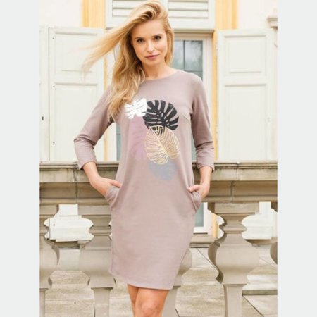 Light brown cotton dress for women - Clothing