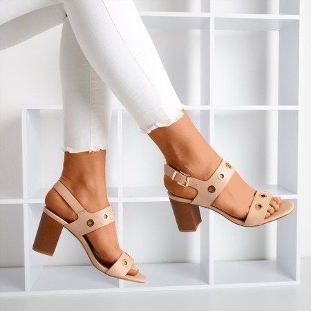 Light pink high heel sandals with Cangola cutouts - Footwear