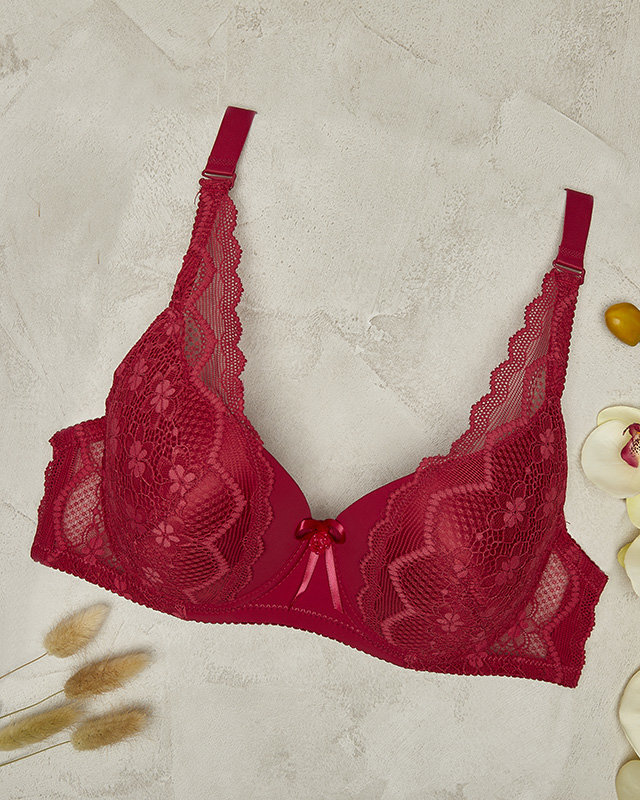 Maroon women's bra with lace- Lingerie