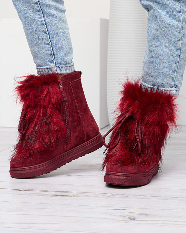 Maroon women's snow boots with fur Cerika - Footwear
