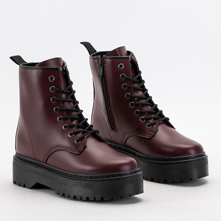 Maroon workery boots on a massive Lesya sole - Footwear