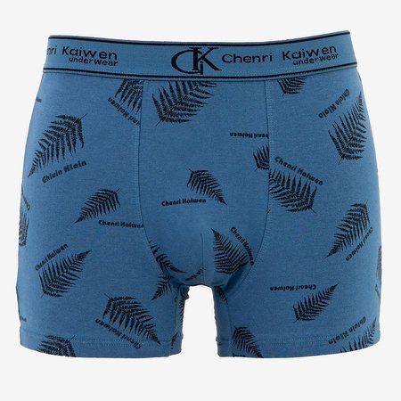 Men's navy blue boxer shorts with leaves - Underwear