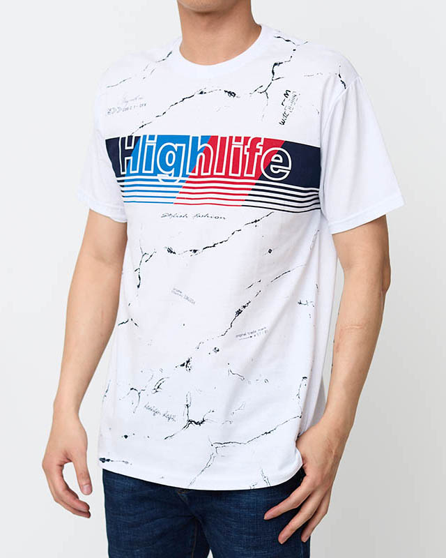 Men's white t-shirt with the print - Clothing