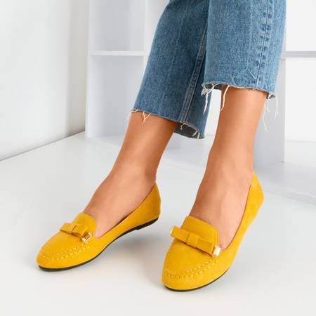 Mustard loafers with Shell bow - Footwear