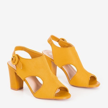 Mustard women's sandals on a post with cutouts Katamino - Footwear