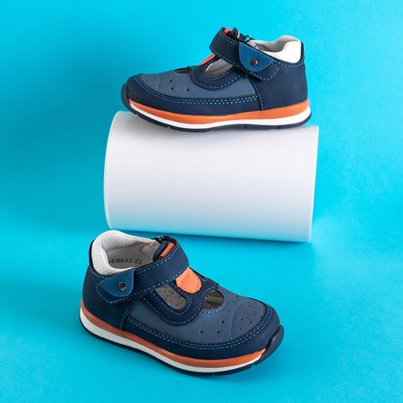 Navy blue boys 'shoes with orange inserts Bartnie - Footwear