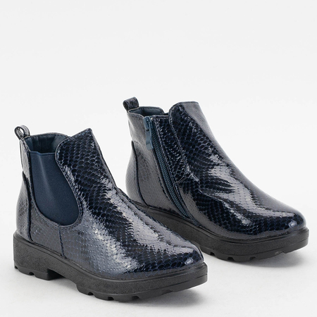 Navy blue girls boots with Aliqito embossing - Shoes