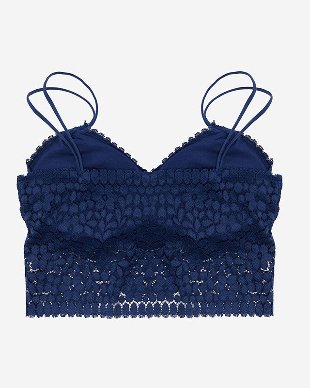 Navy blue women's lace bralette bra - Underwear