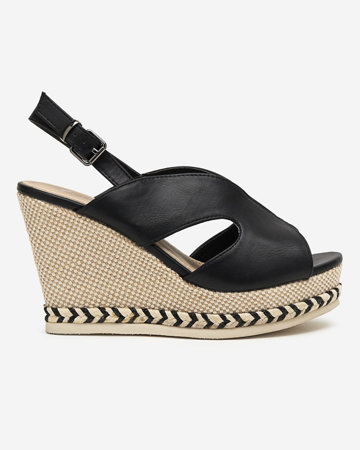 OUTLET Black women's sandals on a high wedge Sapian - Shoes