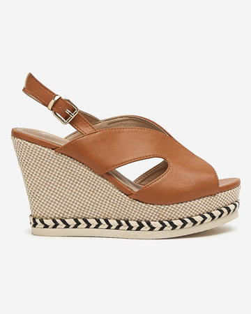 OUTLET Camel women's sandals on a high wedge Sapian - Shoes