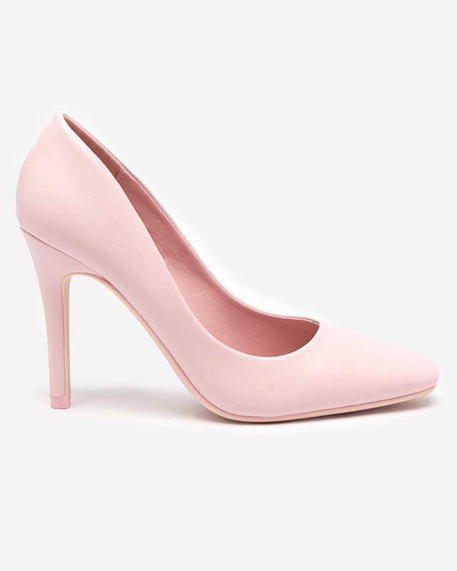 OUTLET Light pink women's pumps with a square toe Vaseka - Footwear