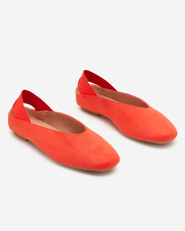 OUTLET Orange women's ballerinas with square toe Lojara- Footwear