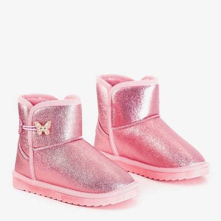 OUTLET Pink children's snow boots with butterfly Umabela - Footwear