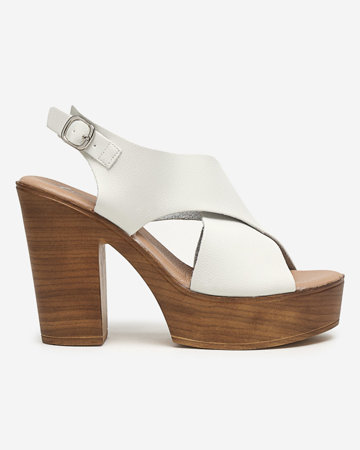 OUTLET White women's sandals on a high post Feridi - Footwear