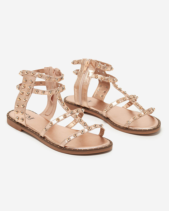 OUTLET Women's sandals decorated with rose gold jets - Nuriak - Footwear