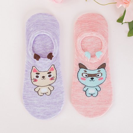 Pink and purple women's pet feet 2 / pack - Socks