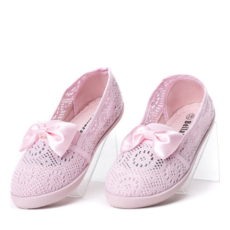 Pink girls' sneakers with a satin bow Sugar Boomb - Footwear