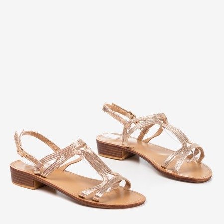Pink - gold women&#39;s sandals on low heels Treunia - Footwear 1