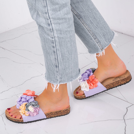 Purple flip-flops with decorative flowers Vilena - Footwear 1