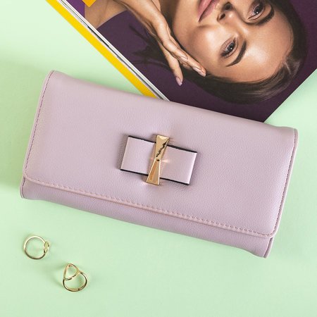 Purple large women's wallet with bow - Accessories