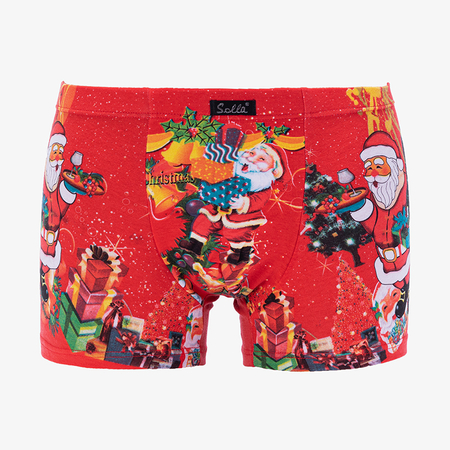 Red men's boxers with Christmas print - Underwear
