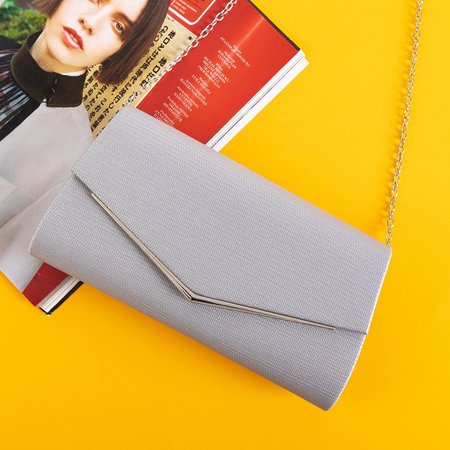 Silver shimmering clutch bag on a chain - Handbags
