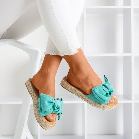 Turquoise flip-flops with a bow Playa - Footwear 1