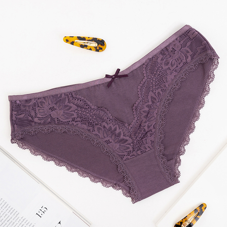Violet women's cotton panties with lace - Underwear